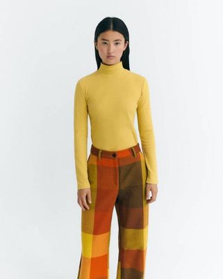 Yellow hemp turtleneck Aine top