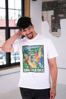 Dominican Republic Travel Poster Unisex Premium Cotton Tee