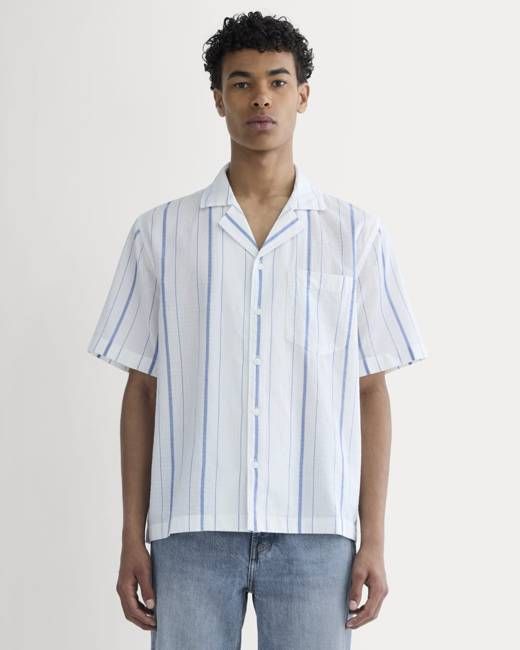 The Textured Resort Shirt | Bone / Dutch Blue