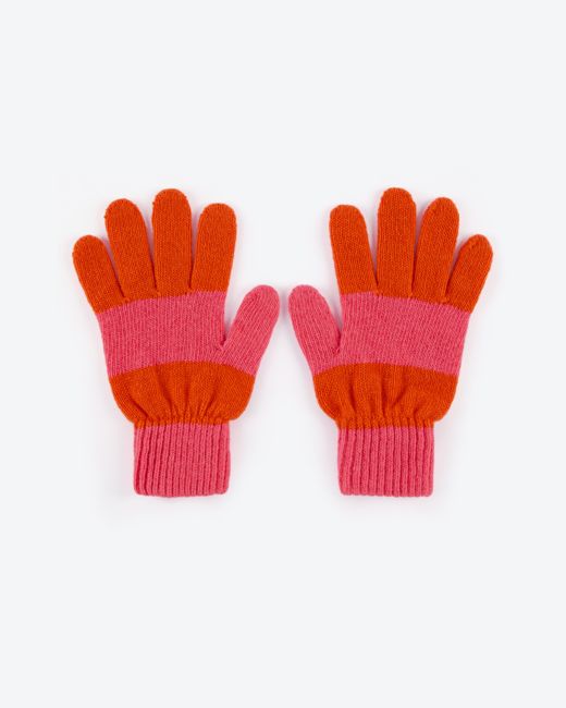 Miss PomPom Pink & Orange Wool Gloves