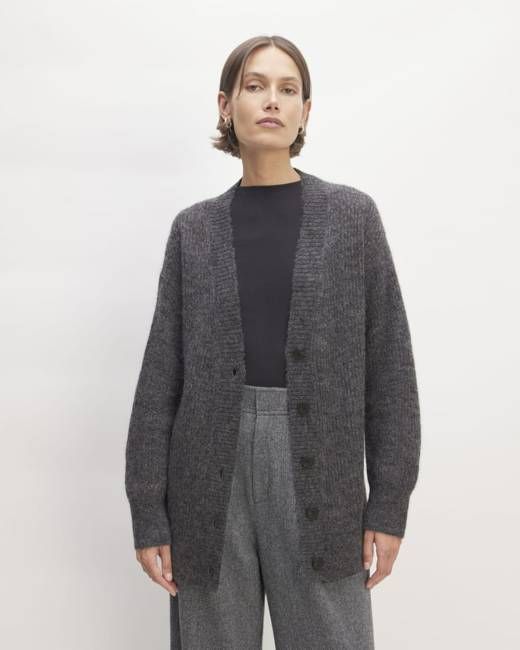 The Alpaca Oversized Cardigan | Dark Charcoal