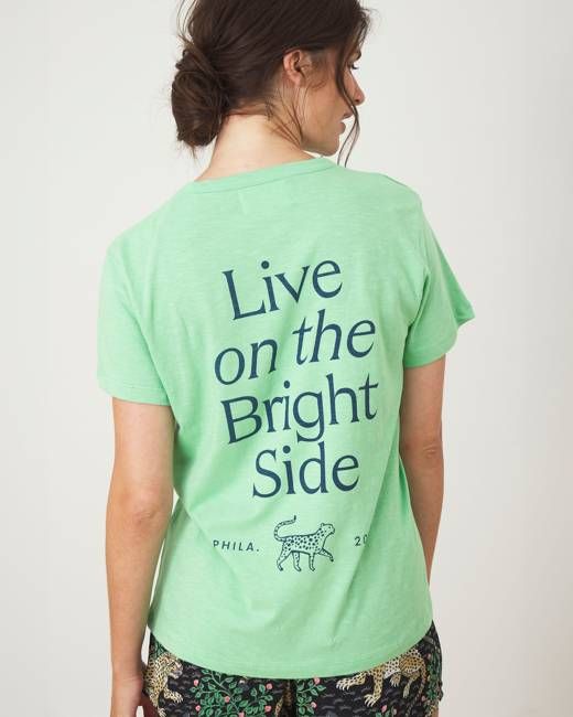 Live On The Bright Side - Oversized Graphic Tee - Avocado