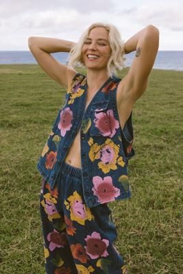 Floral Denim Falcon Vest
