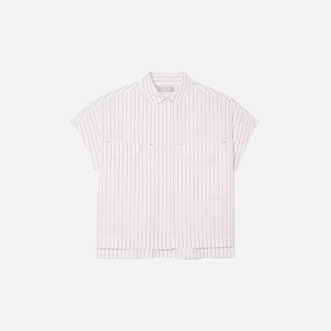 The Short-Sleeve Box Shirt | Red Pinstripe