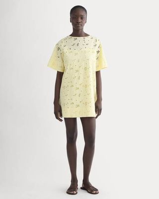The Eyelet Mini Shift Dress | Light Yellow