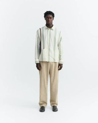 Jim grünes gestreiftes Popeline-Hemd