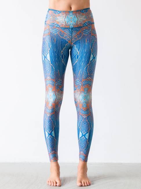 Yoga Leggings Paradise Birds Blue - Hoessee - Duurzame sportkleding