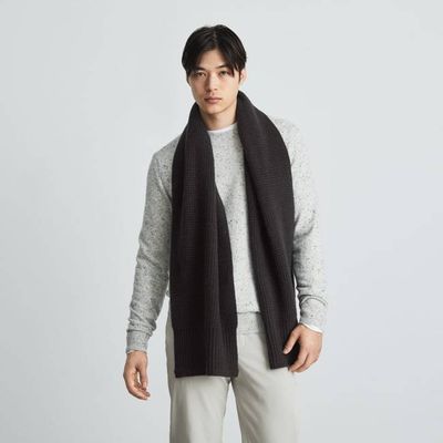 The Felted Merino Waffle-Knit Scarf | Black