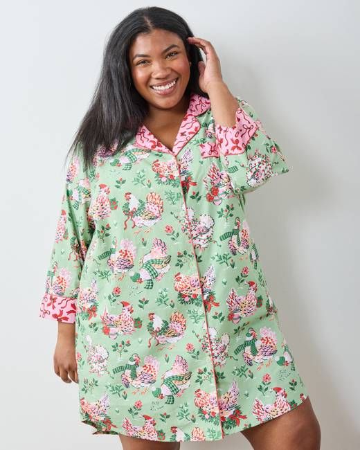 Holiday Hens - Sleep Shirt - Sage
