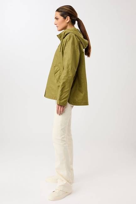Outdoorjacke aus beschichtetem Leinen (Green Olive)