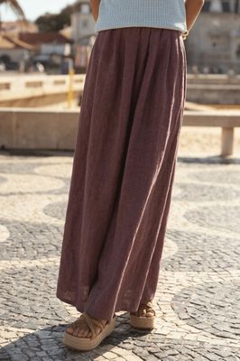 Freya Eggplant Linen Skirt