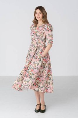 Diane — Midikleid aus Leinen mit Puffärmeln