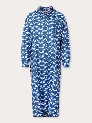 Womens Elephant Palace Blue Sapodilla Linen Shirt Dress