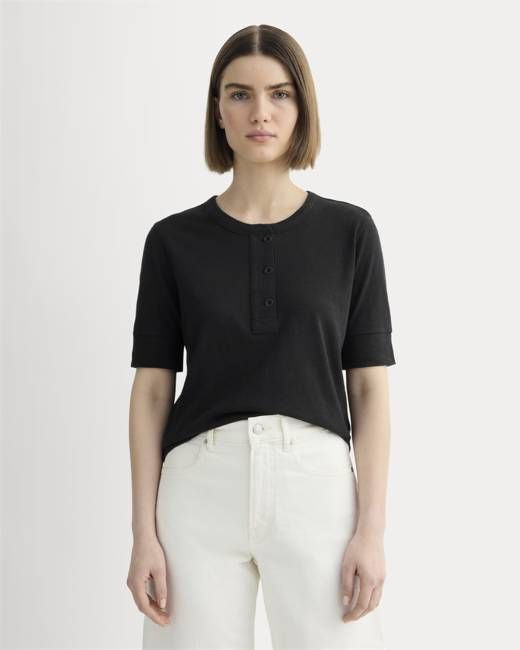 The Henley in Cotton Linen | Black