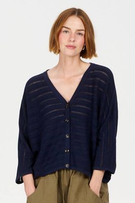 MALI Fledermaus-Pullover aus Bio-Leinen - Navy