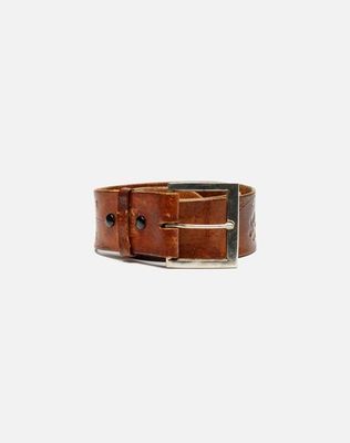 70s Tooled Leather Belt -#1002