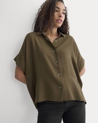 The Boxy Shirt in Washable Silk | Beech