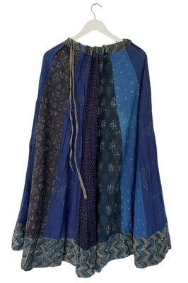 NEW! Flared Cotton Blockprint Patchwork Skirt No. 17