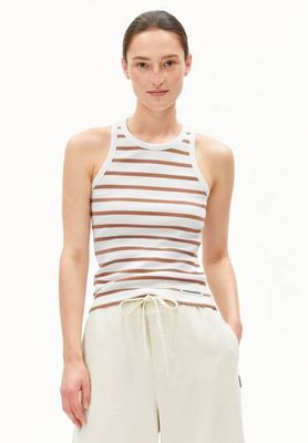 KANITAA STRIPES TOP | white-pale umber