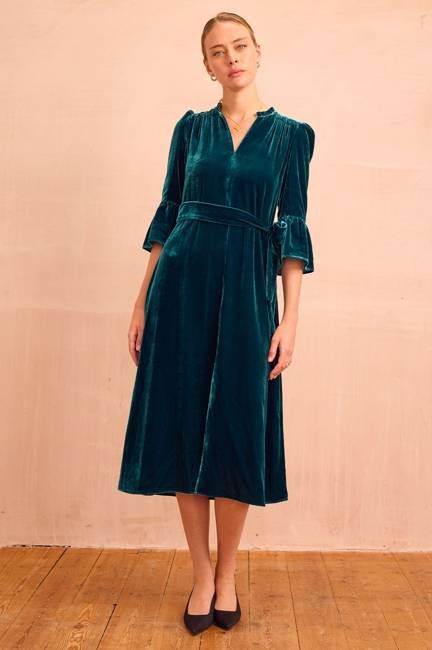 Astrid Velvet Dress | Teal