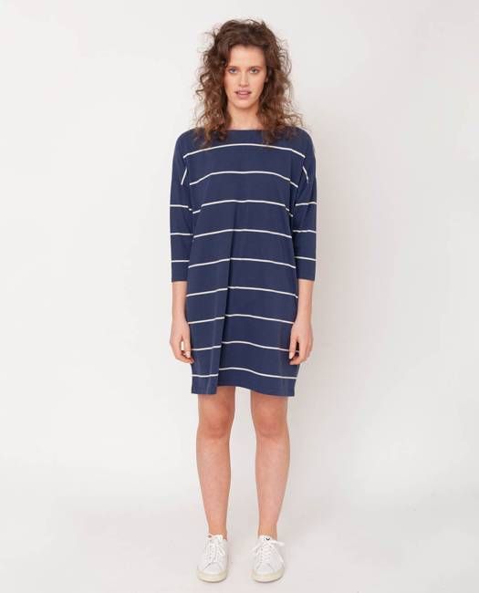 Sophie-Sue Organic Cotton Dress In Midnight & Natural