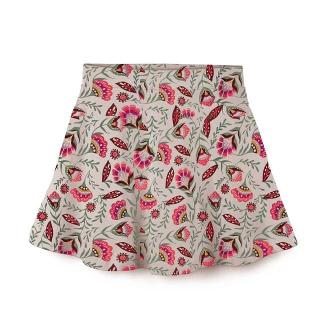 Skort with Pockets: Folk Floral