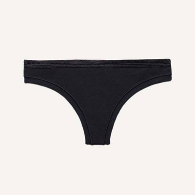 Organic Cotton Low-Rise Thong in Carbon
