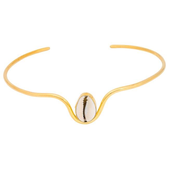 Cowrie Shell Recycled Brass Adjustable Choker
