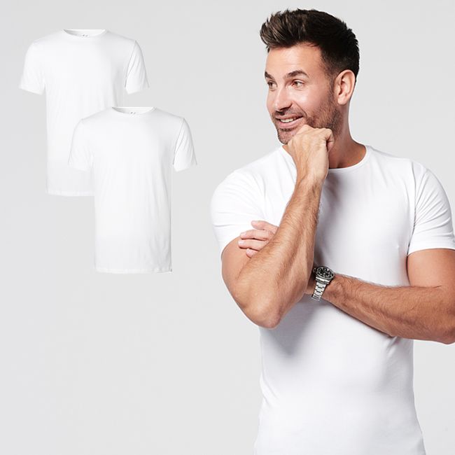 T-shirt White Round Neck Men | 2-pack | Slim Fit