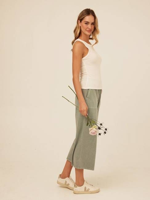 Alva Mineral Wash Eco Jersey Wide Leg Capri Pant