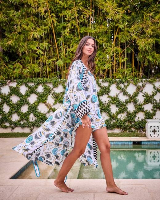 Champagne & Caviar - Eco Satin Robe - Pearl