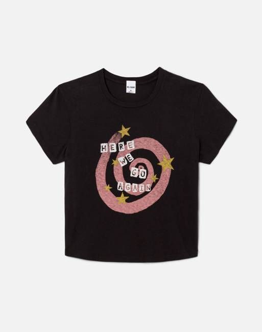 50s Boxy Tee Swirl - Washed Black