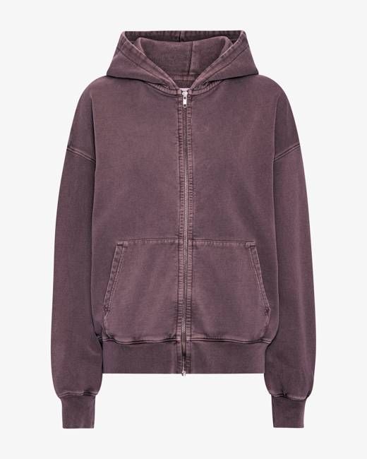 Organic Oversized Zip Hood - Faded Grape