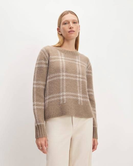 The Alpaca Cropped Crewneck Sweater | Wheat / Lightest Taupe