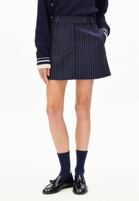 PINSTRIPE MINI SKIRT | night sky-white