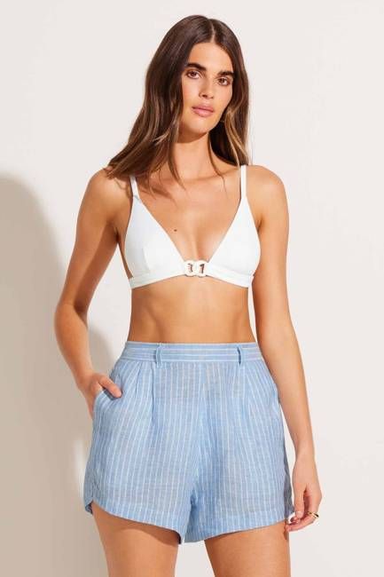 The Getaway Short - Summer Stripe EcoLinen