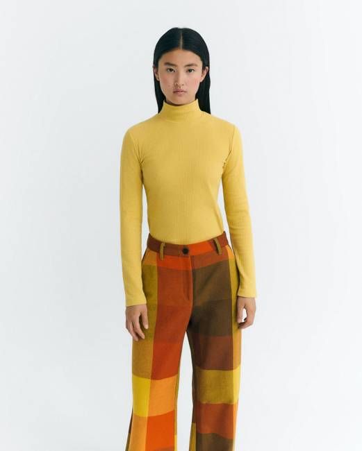 Yellow hemp turtleneck Aine top