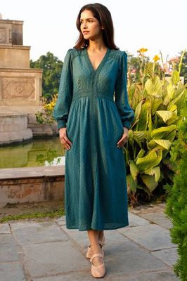 Long Sleeve Iris Dress | Teal