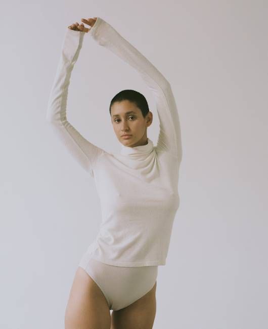 Marianne Turtleneck, Regen Silk Noil Jersey, Natural