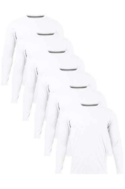 6-Pack Gender-Neutral Long Sleeve White T-Shirts | Organic Cotton, Soft & Durable Essentials