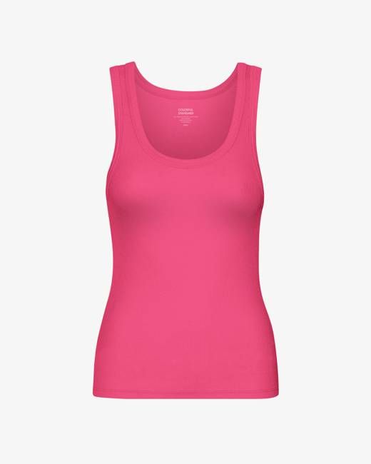Women Organic Rib Tank Top - Bubblegum Pink