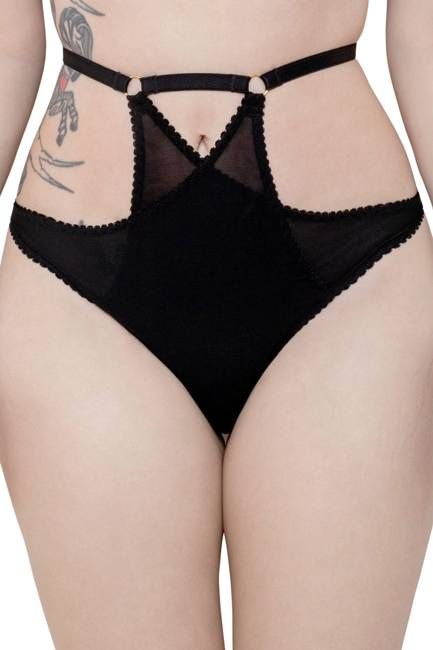 MIDNIGHT mesh crossover harness knickers