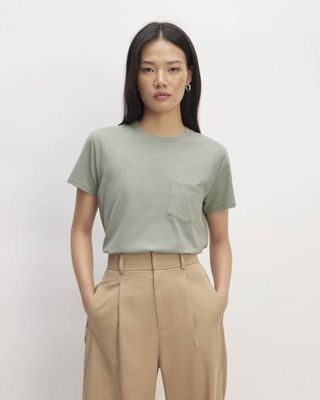 The Box-Cut Tee in Essential Cotton | Sage Green | Pocket