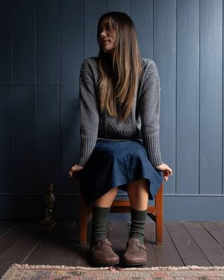 Green Alpaca Walking Socks