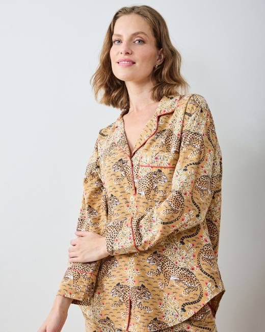 Bagheera - Petite Lightweight Flannel Long PJ Set - Tobacco