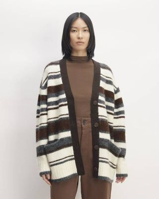 The SuperFuzz Alpaca Cardigan | Bone / Hot Fudge / Heather Charcoal