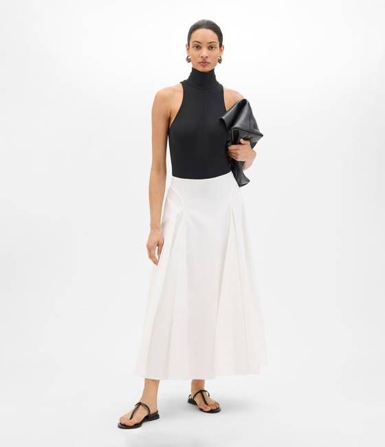 Seamed Full Skirt | White