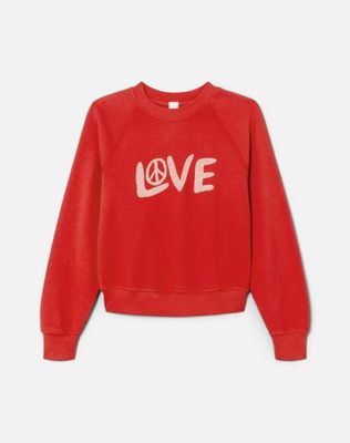 Classic Crewneck Love And Peace - Heritage Red