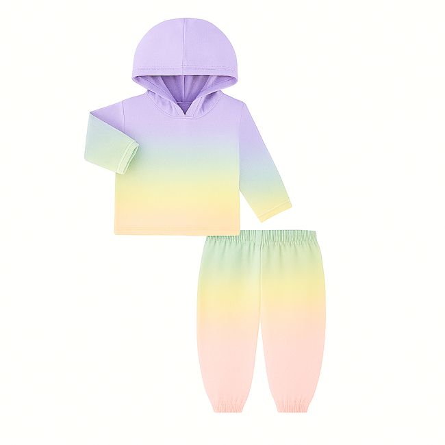 Dip Dye Ribbed Oversized Hoodie and Baggy Pant Set