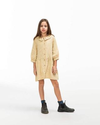 Frill Collar Dress dijon check